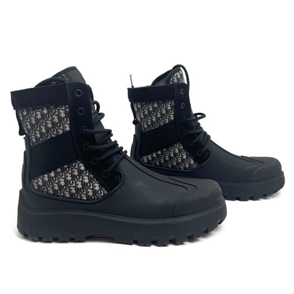 Men\'s Dior Garden Oblique Black/Beige Lace Up Combat Boots Size 41 main image 4